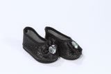 Black Glittery Flats with Jeweled Bow